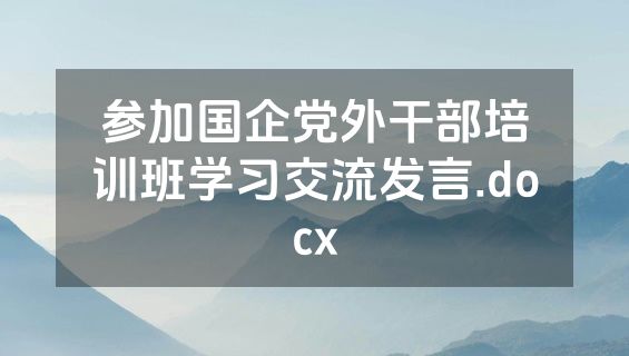 参加国企党外干部培训班学习交流发言.docx