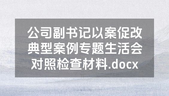 公司副书记以案促改典型案例专题生活会对照检查材料.docx
