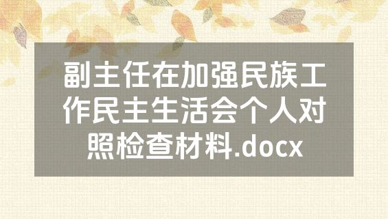 副主任在加强民族工作民主生活会个人对照检查材料.docx