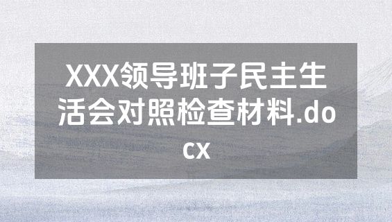 XXX领导班子民主生活会对照检查材料.docx