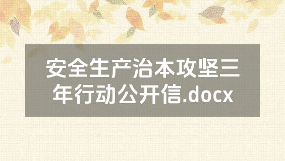 安全生产治本攻坚三年行动公开信.docx