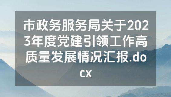 市政务服务局关于2023年度党建引领工作高质量发展情况汇报.docx