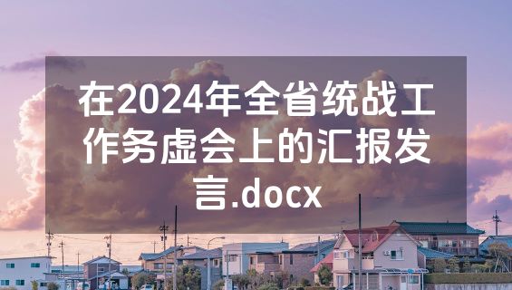 在2024年全省统战工作务虚会上的汇报发言.docx