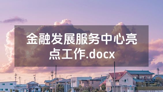 金融发展服务中心亮点工作.docx