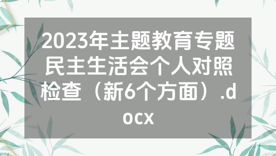 2023年主题教育专题民主生活会个人对照检查（新6个方面）.docx