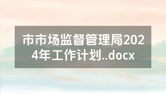 市市场监督管理局2024年工作计划..docx