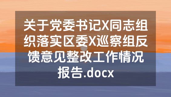 关于党委书记X同志组织落实区委X巡察组反馈意见整改工作情况报告.docx