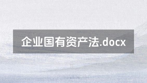 企业国有资产法.docx