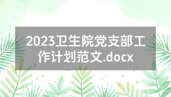 2023卫生院党支部工作计划范文.docx