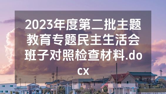 2023年度第二批主题教育专题民主生活会班子对照检查材料.docx