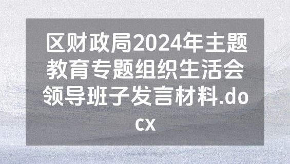 区财政局2024年主题教育专题组织生活会领导班子发言材料.docx