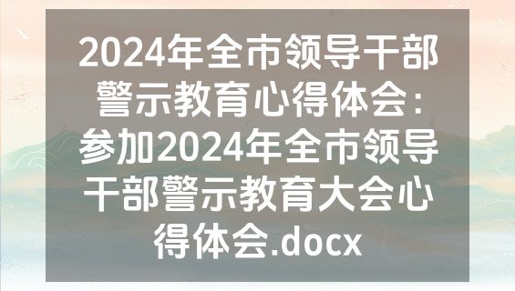 2024年全市领导干部警示教育心得体会：参加2024年全市领导干部警示教育大会心得体会.docx