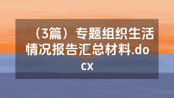 （3篇）专题组织生活情况报告汇总材料.docx