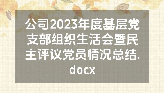 公司2023年度基层党支部组织生活会暨民主评议党员情况总结.docx