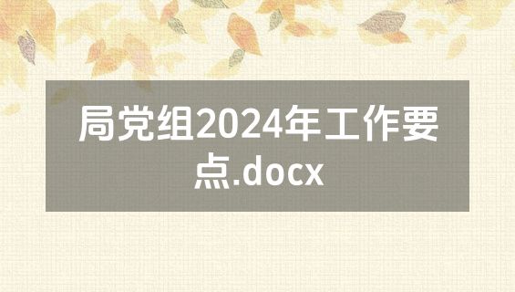 局党组2024年工作要点.docx