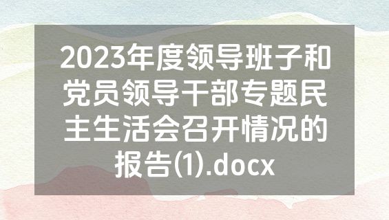 2023年度领导班子和党员领导干部专题民主生活会召开情况的报告(1).docx