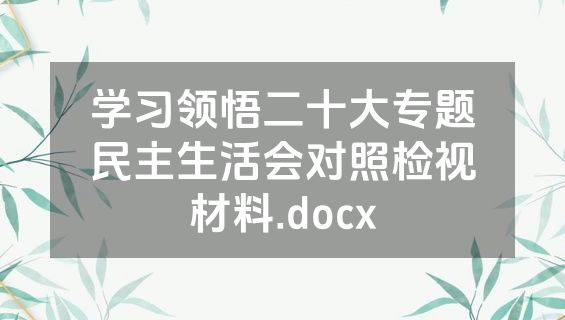 学习领悟二十大专题民主生活会对照检视材料.docx
