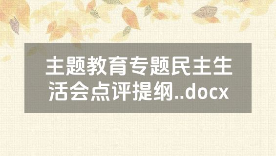 主题教育专题民主生活会点评提纲..docx