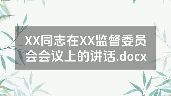 XX同志在XX监督委员会会议上的讲话.docx