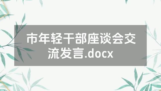 市年轻干部座谈会交流发言.docx