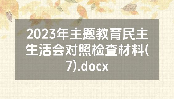 2023年主题教育民主生活会对照检查材料(7).docx