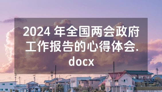 2024 年全国两会政府工作报告的心得体会.docx