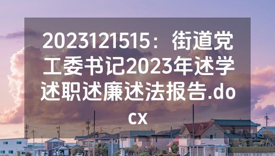 2023121515：街道党工委书记2023年述学述职述廉述法报告.docx