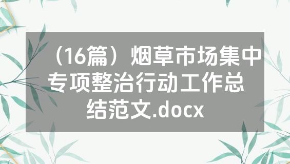 （16篇）烟草市场集中专项整治行动工作总结范文.docx
