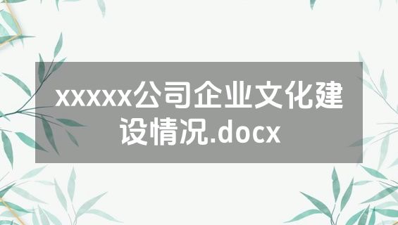 xxxxx公司企业文化建设情况.docx