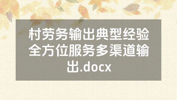村劳务输出典型经验全方位服务多渠道输出.docx