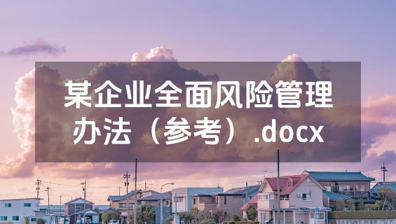 某企业全面风险管理办法（参考）.docx