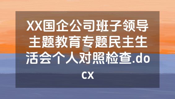XX国企公司班子领导主题教育专题民主生活会个人对照检查.docx