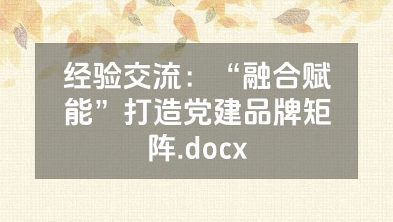 经验交流：“融合赋能”打造党建品牌矩阵.docx