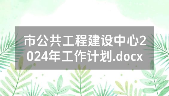 市公共工程建设中心2024年工作计划.docx