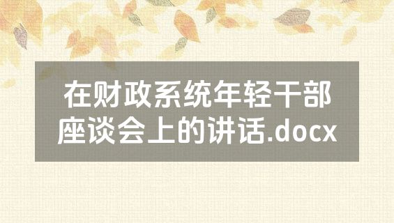 在财政系统年轻干部座谈会上的讲话.docx