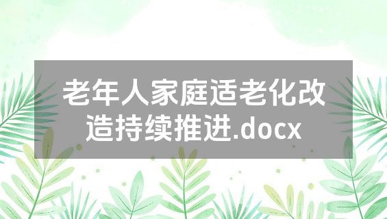 老年人家庭适老化改造持续推进.docx
