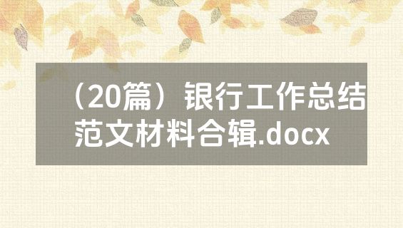 （20篇）银行工作总结范文材料合辑.docx