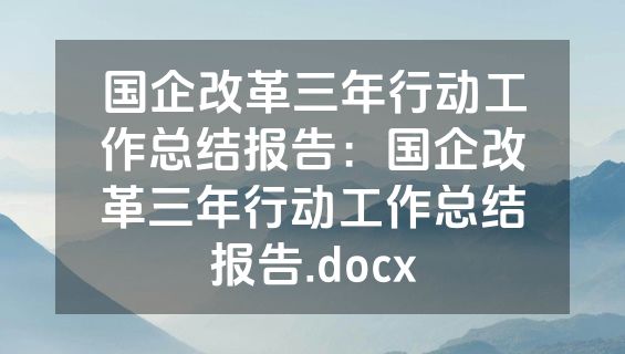 国企改革三年行动工作总结报告：国企改革三年行动工作总结报告.docx