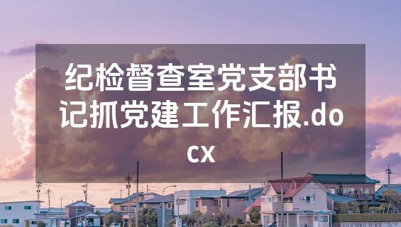 纪检督查室党支部书记抓党建工作汇报.docx