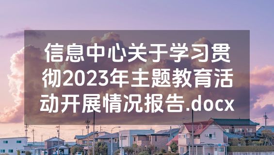 信息中心关于学习贯彻2023年主题教育活动开展情况报告.docx