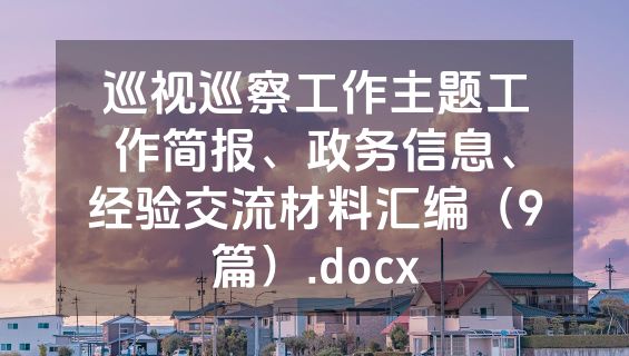 巡视巡察工作主题工作简报、政务信息、经验交流材料汇编（9篇）.docx