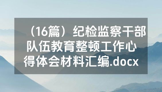 （16篇）纪检监察干部队伍教育整顿工作心得体会材料汇编.docx