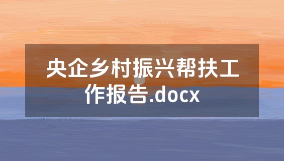 央企乡村振兴帮扶工作报告.docx