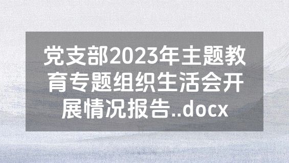 党支部2023年主题教育专题组织生活会开展情况报告..docx