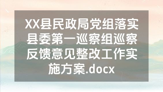 XX县民政局党组落实县委第一巡察组巡察反馈意见整改工作实施方案.docx