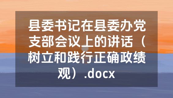 县委书记在县委办党支部会议上的讲话（树立和践行正确政绩观）.docx