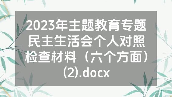 2023年主题教育专题民主生活会个人对照检查材料（六个方面）(2).docx