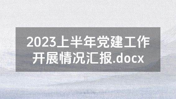 2023上半年党建工作开展情况汇报.docx