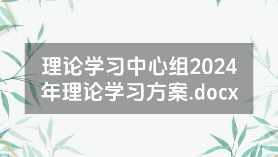 理论学习中心组2024年理论学习方案.docx