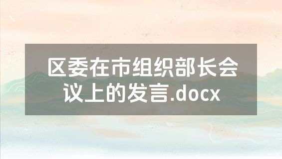 区委在市组织部长会议上的发言.docx